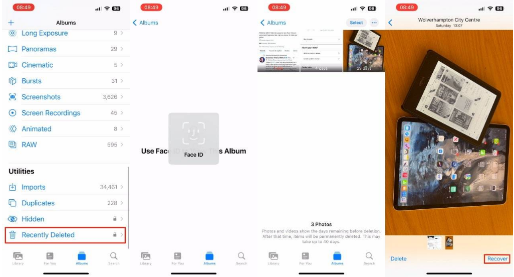 康巴什苹果14维修分享 iPhone14 上恢复已删除的照片 